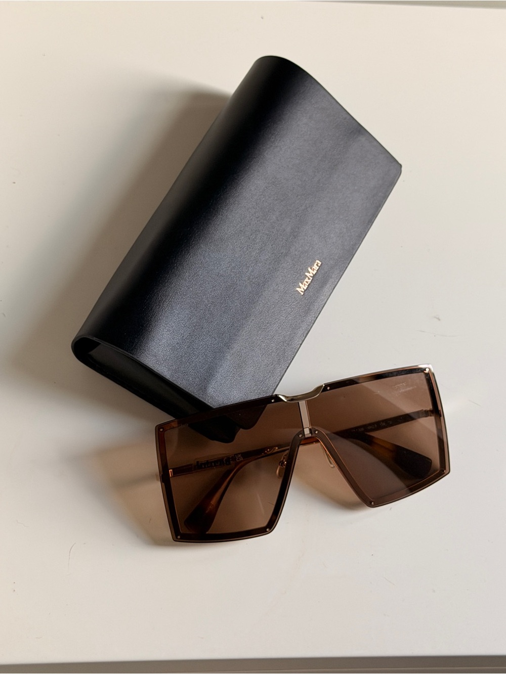 MaxMara Brown Gradient Oversized Shield Sunglasses
